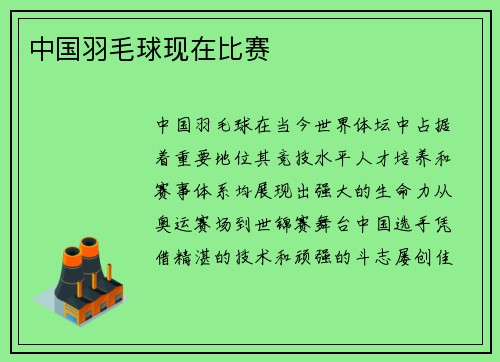 中国羽毛球现在比赛